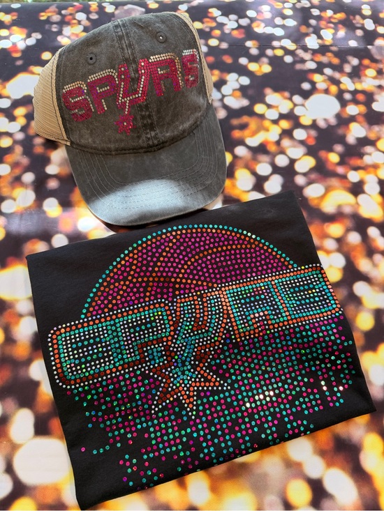 StitchNBling Tops - NEW San Antonio Sparkly Basketball 'SPURS' Bling Cap & Bling Tee Set